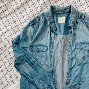American Eagle “Boyfriend” Button-Up Denim Top